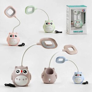 Лампа світлодіодна C 57877 "Совушка", 4 кольори, світло, вбудований акумулятор, заряджається від мережі/павербанка, в