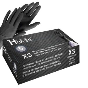 Рукавички нітрилові XS Hoffen 5.0г нестерильні текстуровані б/п 50пар/уп Stenson HFN-13501XS [Склад зберігання: Одеса