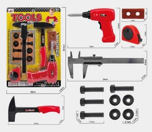 Набір інструментів 1053 (72/2) дриль, молоток, штангенциркуль, рулетка, на листі [Склад зберігання: Одеса №4]