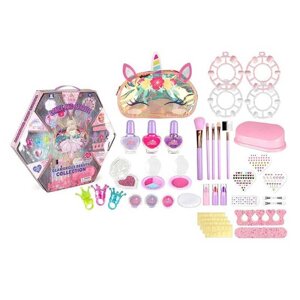 Набір косметики ZR 35 C тіні, лаки, накладні нігті, пензлики, глітери, блискітки, румяна, аксесуари, в коробці [Склад