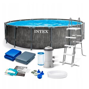 Каркасний басейн Intex 26742, 457 x 122 см (картриджний фільтр-насос 3785 л/год, сходи, тент, підстилка) [Склад