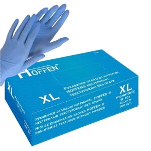 Рукавички нітрилові XL Hoffen 3.2г нестерильні текстуровані б/п 50пар/уп Stenson HFN-11301XL [Склад зберігання: Одеса