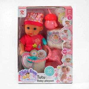 Пупс 9565 (24) "Tutu Baby playset", музичний чіп, характерні звуки та фрази, заплющує очі, аксесуари, в коробці [Склад