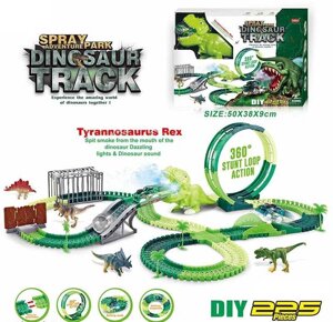 Трек 354 світло, звук, дино майданчик, 225 елементів, довжина треку 500 см, аксесуари, в коробці [Склад зберігання: