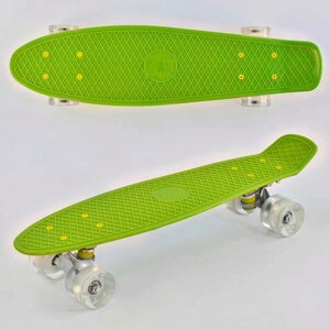 Скейт Пенні борд 0355 (8) Best Board, САЛАТОВИЙ, дошка = 55см, колеса PU зі світлом, діаметр6 см [Склад зберігання:
