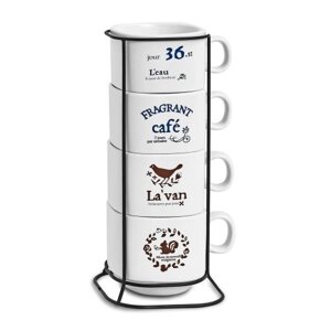 Чашки на підставці "Fragrant cafe" 5пр/наб 200мл Stenson R93985 [Склад зберігання: Одеса №3]