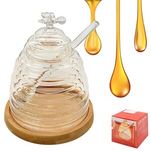 Банка для меду з ложкою на бамбуковій підставці 10*13см Stenson (R30171) [Склад зберігання: Одеса №3]