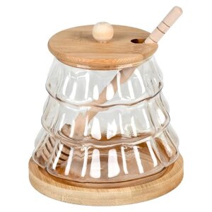 Банка для меду з ложкою на бамбуковій підставці 400мл Stenson R99353 [Склад зберігання: Одеса №3]