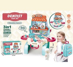 Набір лікаря 828-47 “Стоматологія”, валіза - кабінет, лікар, термометр, ножиці, люстерко, пігулки, щелепа, інструменти
