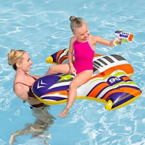 Плотик дитячий надувний для плавання BestWay 41503 «Космічний корабель» (107*117 см, іграшковий водяний пістолет,