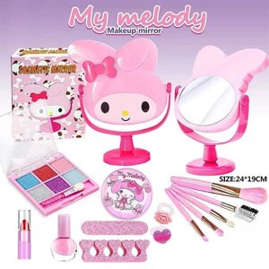 Набір косметики L 5295 M настільне дзеркало, набір для манікюру, пензлики, лак, прикраси, глітер для повік та