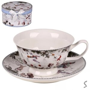 Чашка з блюдцем новорічна "Winter" 2пр/наб 180мл/14см Stenson R36243 [Склад зберігання: Одеса №3]