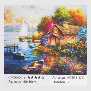 Картини за номерами HCEG 31890 "TK Group", "Будиночок біля річки", 40*30см, в коробці [Склад зберігання: Одеса №4]