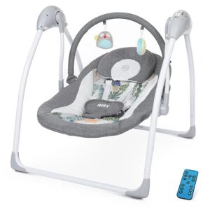 Крісло-гойдалка для немовлят з електро-заколисуванням El Camino ME 1047L AIRY Gray Palm (механізм гойдання: маятник)