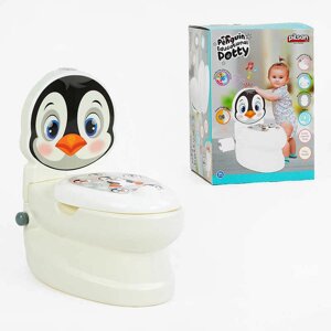 Горщик 07-565 Pilsan "Пінгвін", спинка, знімний горщик, тримач для паперу, звуки води, підсвічування кнопки, в коробці