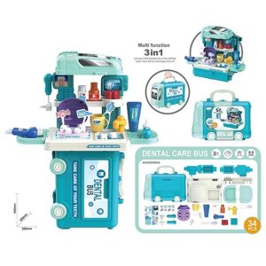 Набір стоматолога 8073 валіза трансформується, медичний кабінет, ігровий стіл, щелепи, зуби, інструменти стоматолога,