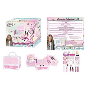 Косметика J 1154 B сережки, браслет, 2 помади, тіні сухі, тіні вологі, пензлики, спонжі, тіпси, пилочка, лаки для