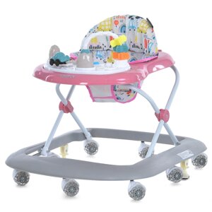 Ходунки дитячі El Camino ME 1215 Pink (колеса: 8 шт, стопори: музика, світло, кермо, рухомі детал, рожевийі/сірий)