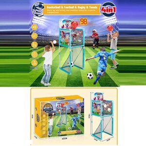 Набір спортивних ігор 956 4 в 1, баскетбол, футбол, теніс, регбі, музика, електронний лічильник, сітка, на батарейках,