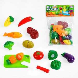 Продукти на липучках “Що є на кухні?” 65283 "4FUN Game Club", 12 елементів, обробна дошка, ніж, у пакеті [Склад