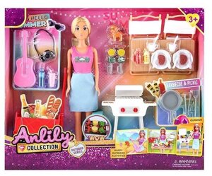 Лялька з аксесуарами 616256 висота 30 см, знімний одяг та взуття, гриль, стіл та стільці, продукти, столовий та