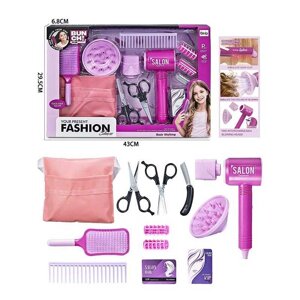 Набір перукаря QY 006 функціональний фен, гребінець, щітка для волосся, бігуді, ножиці, пояс для інструментів, в