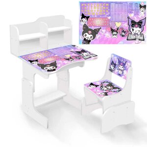 Парта шкільна "Фіолетовий кролик" ПШ 063 ЛДСП, колір біла, 69*45 см, + 1 стілець, з пеналом [Склад зберігання: Одеса №4]