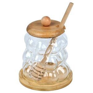 Банка для меду з ложкою на бамбуковій підставці 360мл Stenson R99461 [Склад зберігання: Одеса №3]