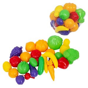 Овочі та фрукти 010/9 "Bamsic", розмір - 34х21х15 см, 11 овочів, 15 фруктів, в сітці [Склад зберігання: Одеса №4]