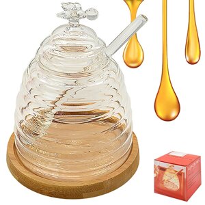 Банка для меду з ложкою на бамбуковій підставці 12*15см Stenson (R30172) [Склад зберігання: Одеса №3]