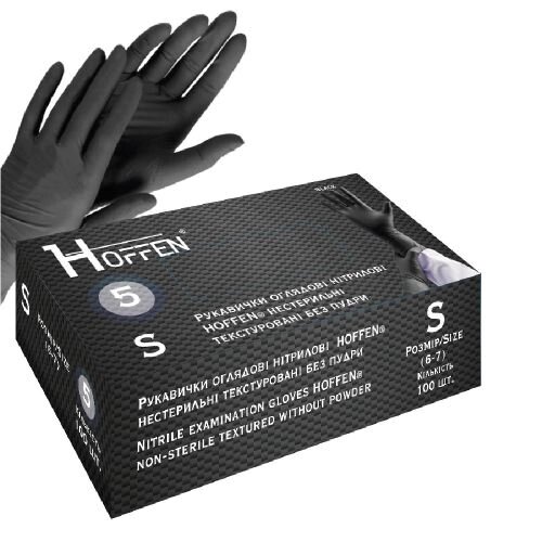 Рукавички нітрилові S Hoffen 5.0г нестерильні текстуровані б/п 50пар/уп Stenson HFN-13501S [Склад зберігання: Одеса №3] від компанії CD-Market - фото 1