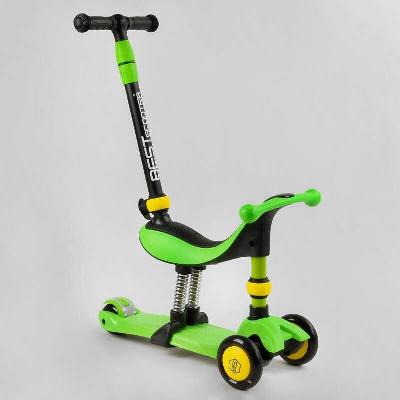 Самокат-велобіг 3в1 триколісний BS-30802 (4) Best Scooter, 3 колеса PU зі світлом, сидіння, амортизатори, батьківська від компанії CD-Market - фото 1