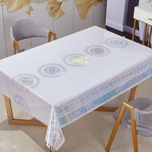 Скатертина-клейонка рідке скло з голографічним малюнком Laser 1.37*20м Stenson MA-5875 [Склад зберігання: Одеса №3] від компанії CD-Market - фото 1