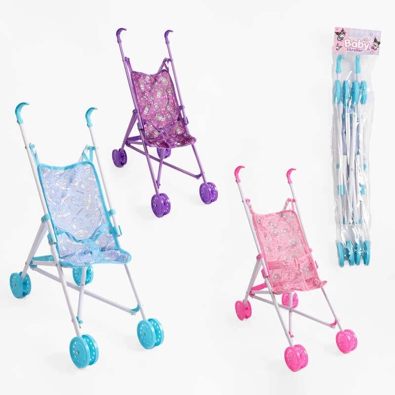 Візок для ляльок 7 YGG-2 /MLD-2/K герой, складна конструкція, пластиковий каркас, текстильне сидіння, подвійні колеса, від компанії CD-Market - фото 1