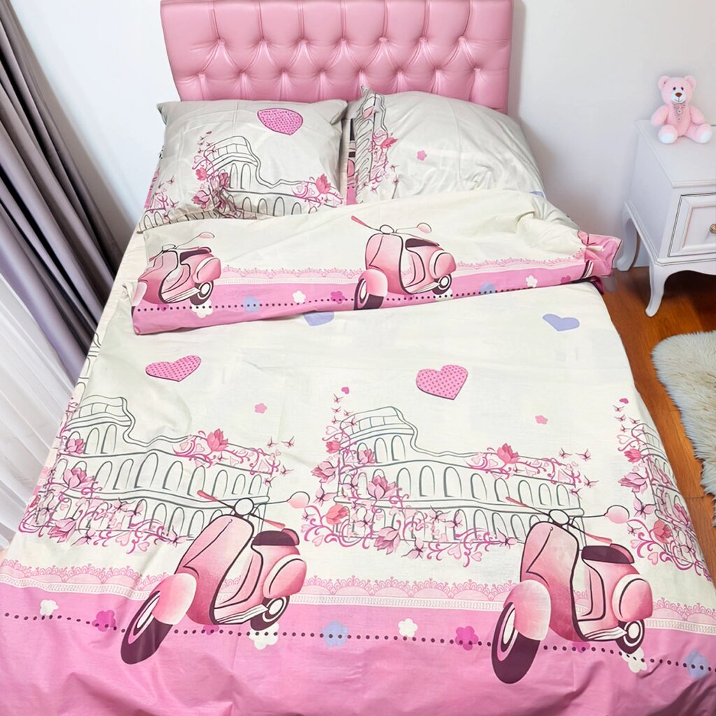 Змінний комплект постільної білизни 66471 "Рожевий" тканина БЯЗЬ, розмір 150*215см [Склад зберігання: Одеса №4] від компанії CD-Market - фото 1