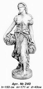 Садово-паркова скульптура «Жінка з виноградним кошиком» D=43 см, Н=153 см