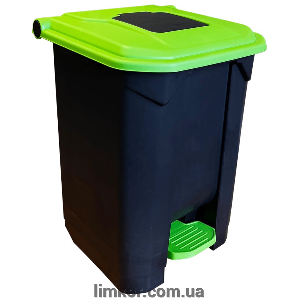 Бак для сміття з педаллю Planet 50 л чорний - зелений від компанії ВТК Біотехнолог (бочки, септик, бак, біотуалет, гірки) Limkor. com. ua - фото 1