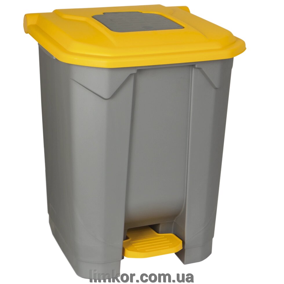 Бак для сміття з педаллю Planet 50 л сіро-жовтий від компанії ВТК Біотехнолог (бочки, септик, бак, біотуалет, гірки) Limkor. com. ua - фото 1