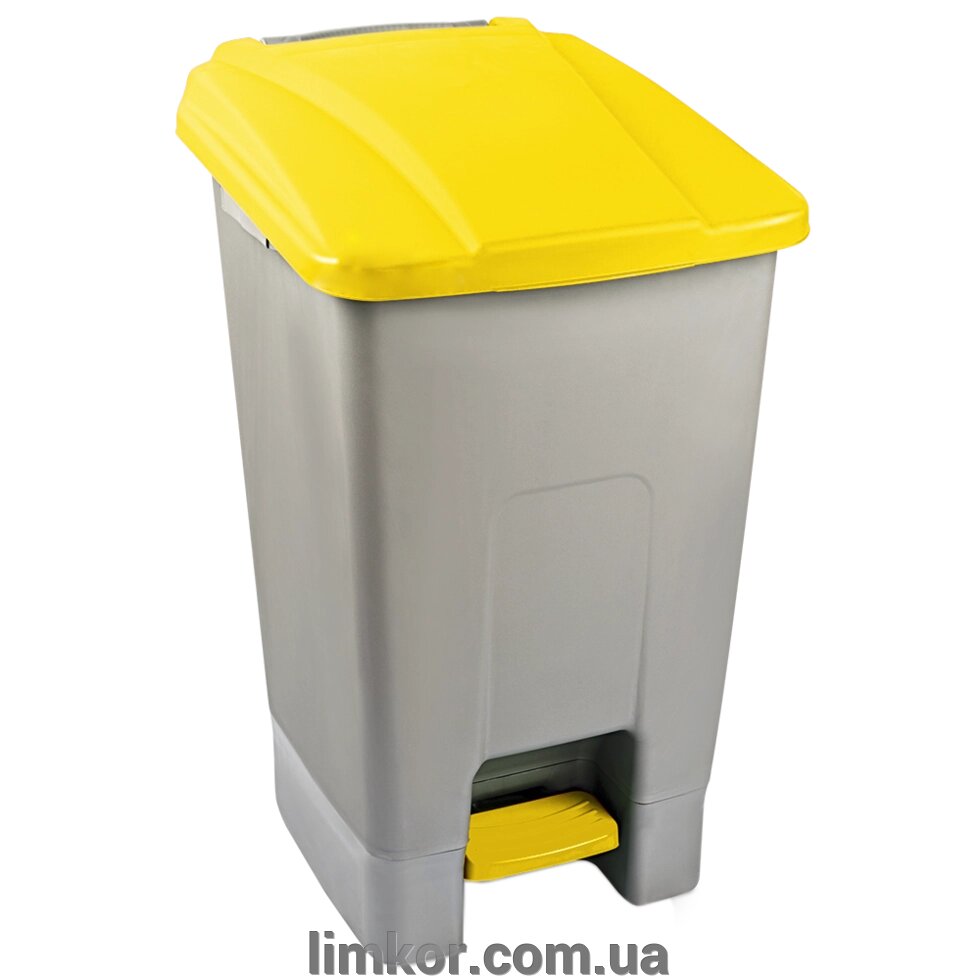 Бак для сміття з педаллю Planet 70 л сіро-жовтий від компанії ВТК Біотехнолог (бочки, септик, бак, біотуалет, гірки) Limkor. com. ua - фото 1