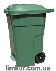 Контейнер для мусора с педалью на колесах 70 литров зелёный бак емкость 100 ##от компании## ВТК Біотехнолог (бочки, септик, бак, біотуалет, горки) Limkor. com. ua - ##фото## 1