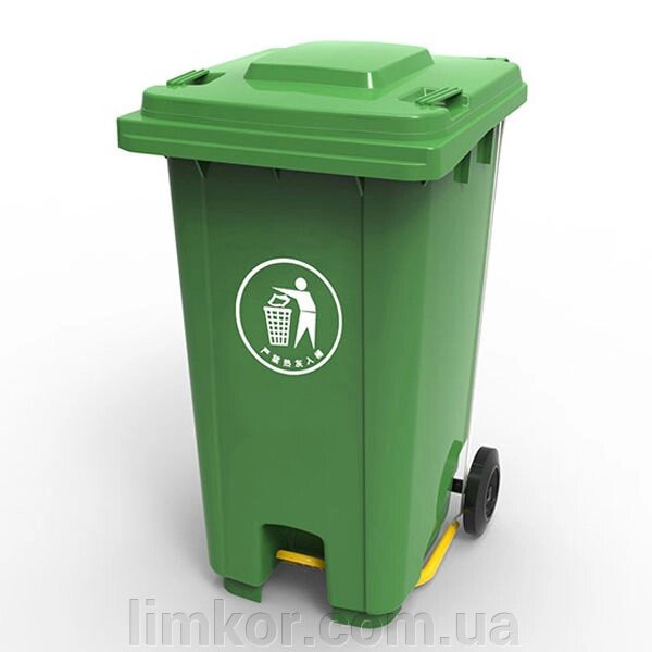 Контейнер для сміття 240 літрів бак з педаллю на колесах зелений ємність від компанії ВТК Біотехнолог (бочки, септик, бак, біотуалет, гірки) Limkor. com. ua - фото 1