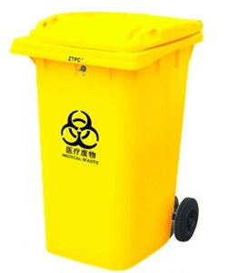 Контейнер для сміття 360 літрів жовтий на колесах бак ємність 300 350 400