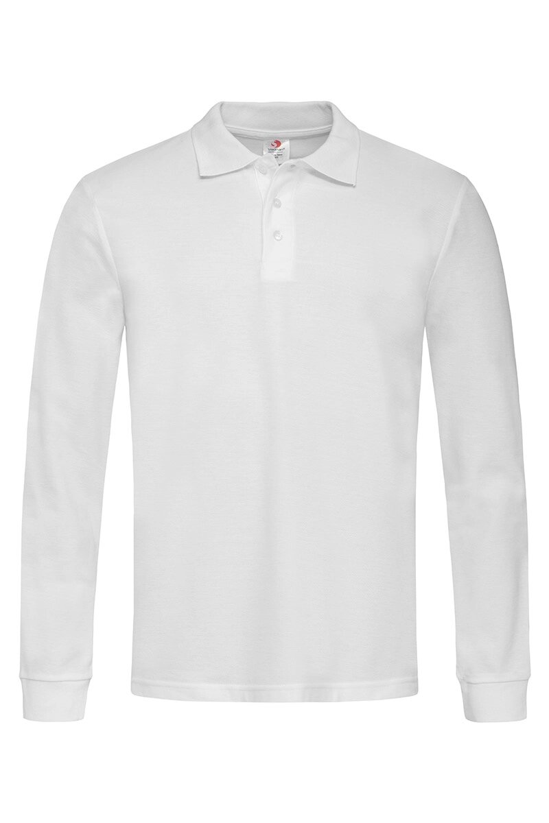Чоловіча футболка поло з довгим рукавом біла Polo Long Sleeve від компанії Інтернет-магазин молодіжного одягу "Bagsmen" - фото 1