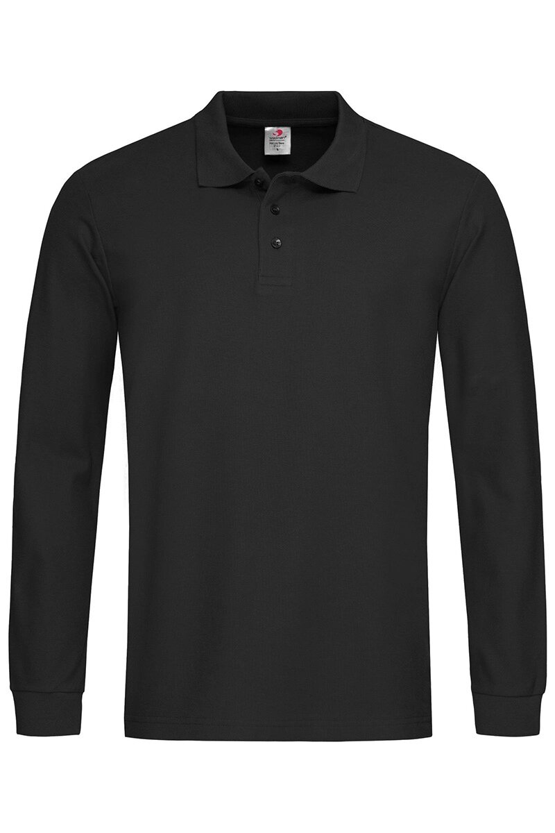 Чоловіча футболка поло з довгим рукавом чорна Polo Long Sleeve від компанії Інтернет-магазин молодіжного одягу "Bagsmen" - фото 1