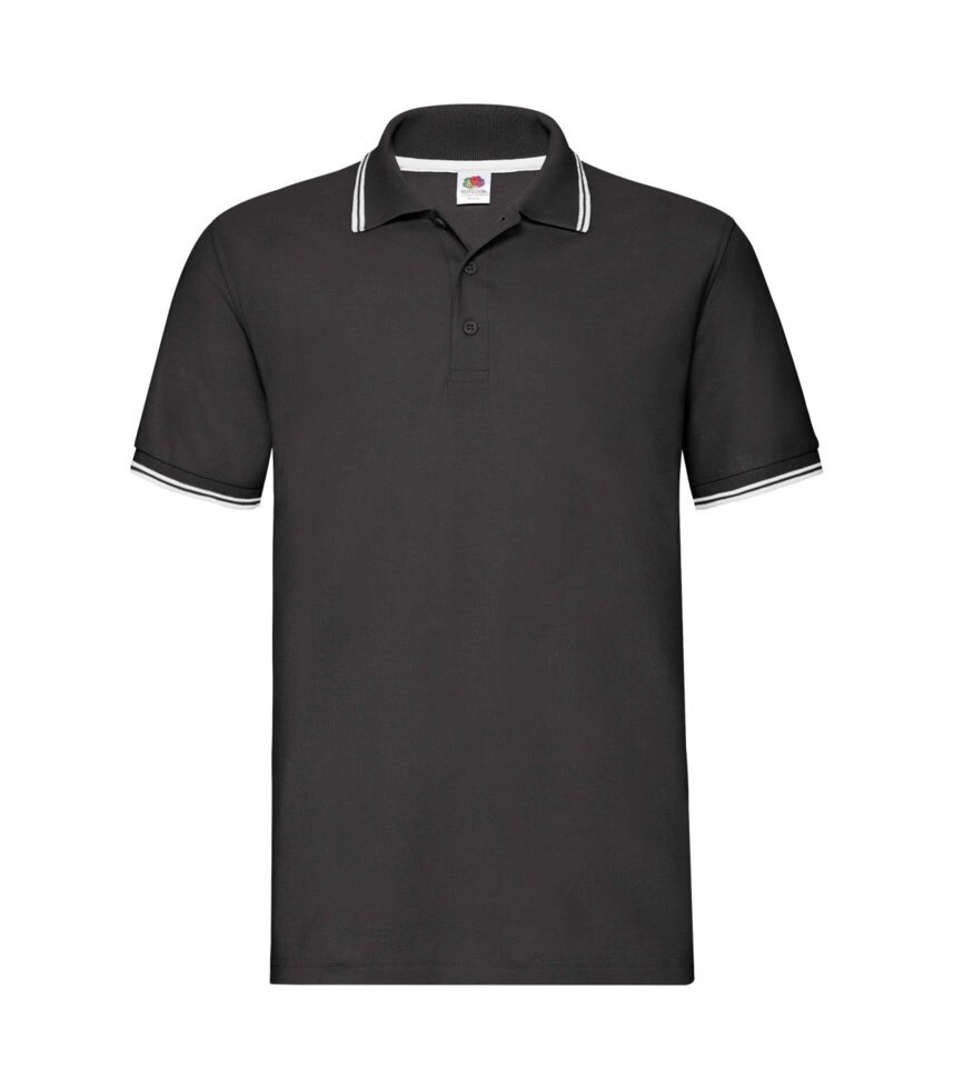 Чоловіча футболка поло з смужками чорна 032-KW від компанії Інтернет-магазин молодіжного одягу "Bagsmen" - фото 1