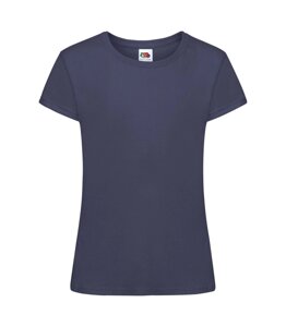 Дитяча футболка однотонна для дівчаток темно-синя 005-AZ