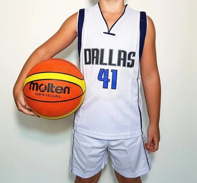 Дитяча баскетбольна форма DALLAS біла від компанії Інтернет-магазин молодіжного одягу "Bagsmen" - фото 1