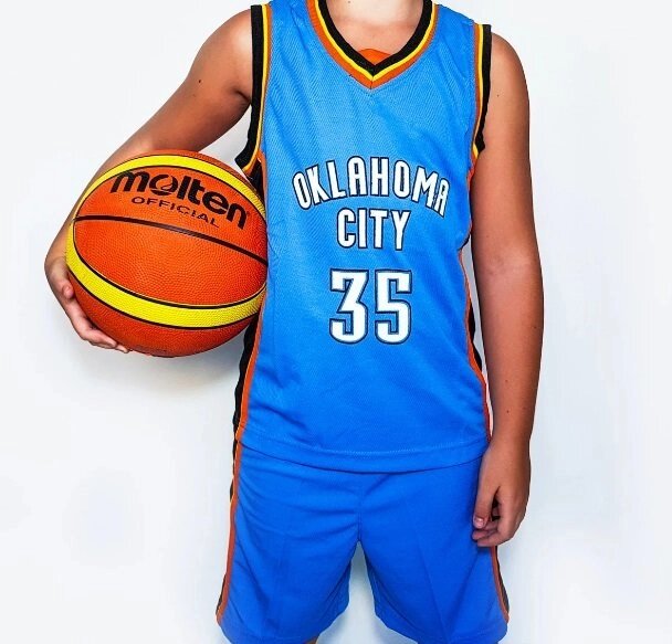 Дитяча баскетбольна форма OKLAHOMA CITY блакитна від компанії Інтернет-магазин молодіжного одягу "Bagsmen" - фото 1
