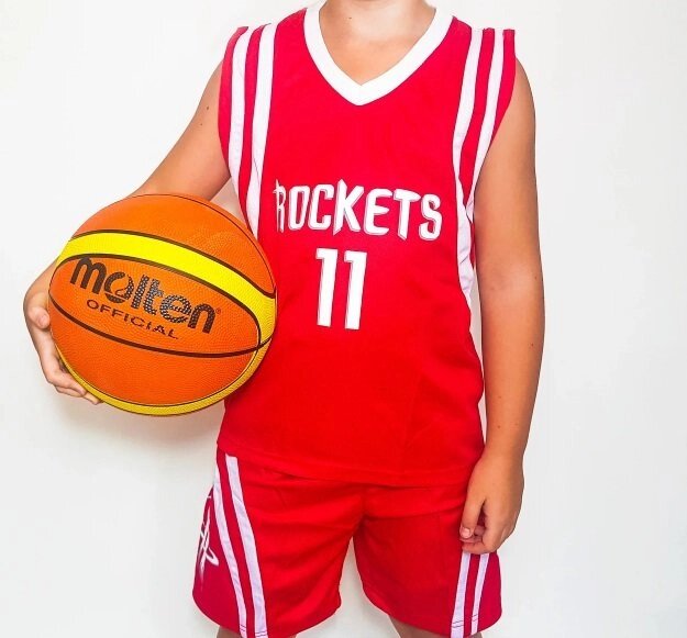 Дитяча баскетбольна форма ROCKETS червона від компанії Інтернет-магазин молодіжного одягу "Bagsmen" - фото 1
