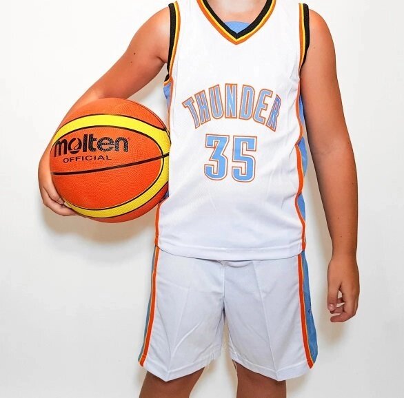 Дитяча баскетбольна форма THUNDER біла від компанії Інтернет-магазин молодіжного одягу "Bagsmen" - фото 1
